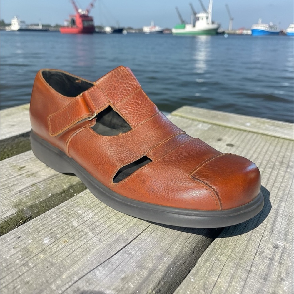 Sledgers Made in France Mens Fisherman Sandals 44 EU 11 US Brown Leather Vtg
